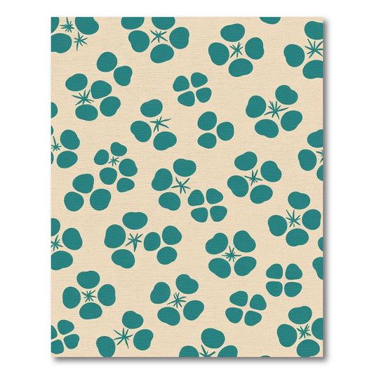 Teal Floral Clusters Light Beige Rug