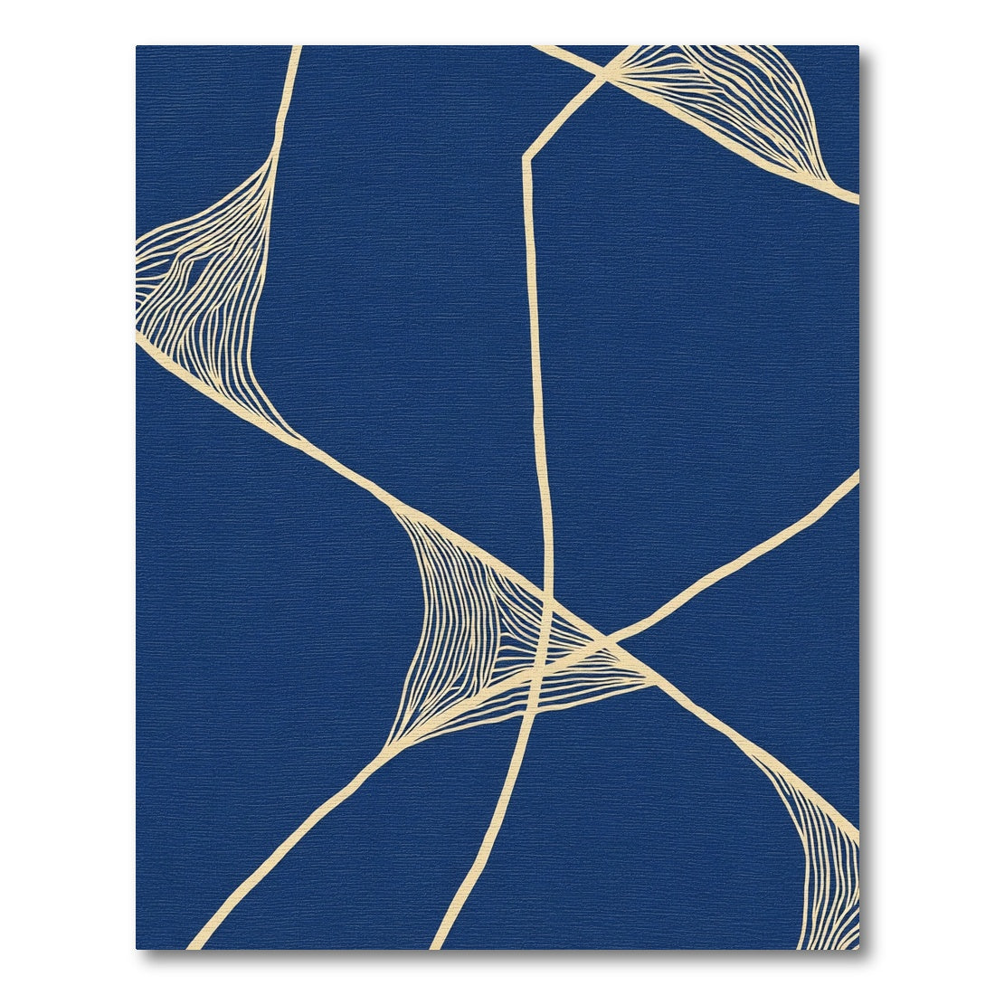 Deep Blue Abstract Woven Lines Rug