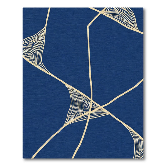 Deep Blue Abstract Woven Lines Rug