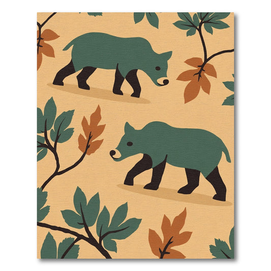 Woodland Animal Foliage Scene Rug