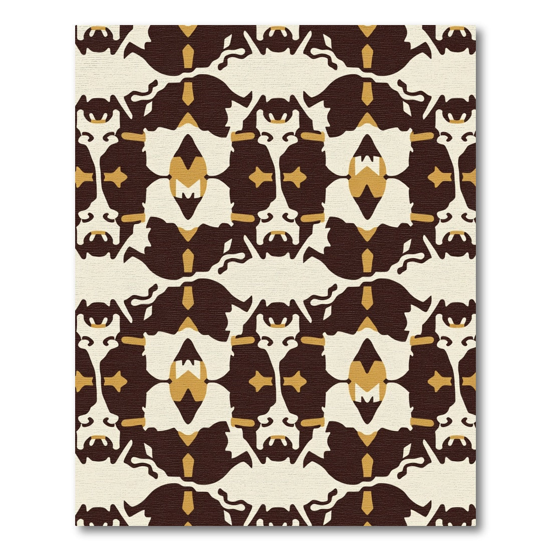 Bold Brown Mustard Abstract Symmetry Rug