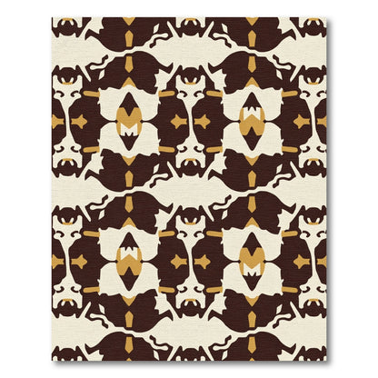 Bold Brown Mustard Abstract Symmetry Rug