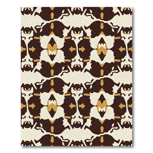 Bold Brown Mustard Abstract Symmetry Rug