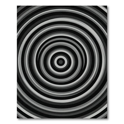 Monochrome Abstract Concentric Circular Art Rug