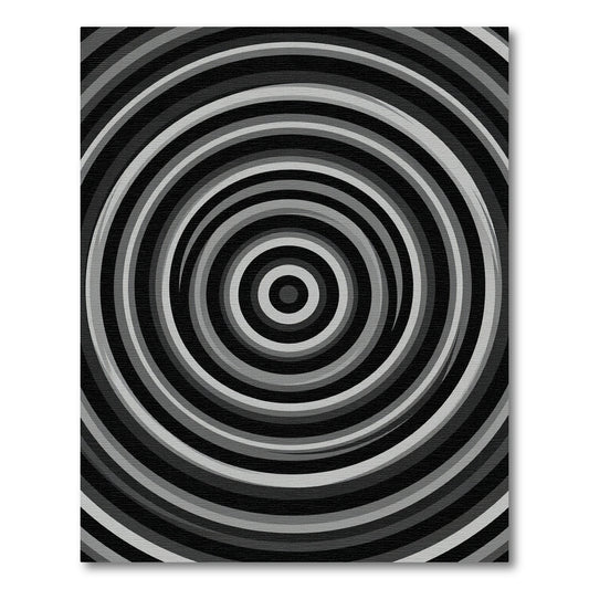 Monochrome Abstract Concentric Circular Art Rug
