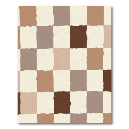 Earthy Tone Checkerboard Blocks Rug