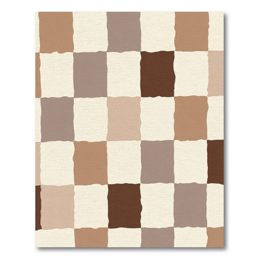 Earthy Tone Checkerboard Blocks Rug