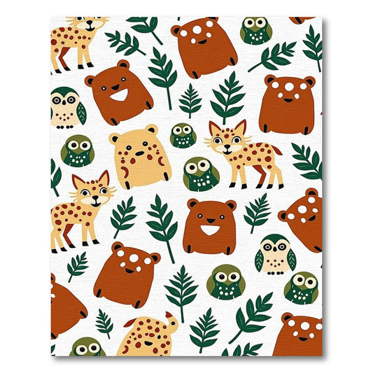 Drawn Forest Friends Owls Bears Foxes Rug