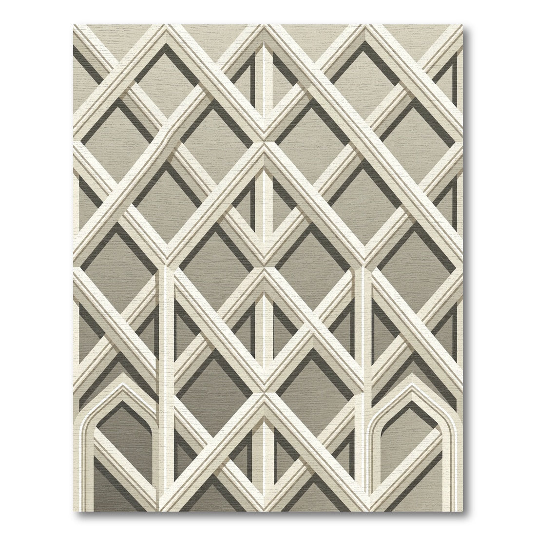 Sophisticated Beige Architectural Lattice Geometric Rug