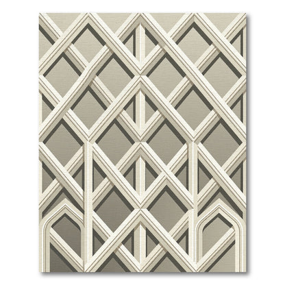 Sophisticated Beige Architectural Lattice Geometric Rug