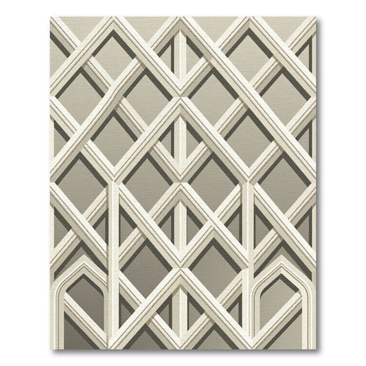 Sophisticated Beige Architectural Lattice Geometric Rug