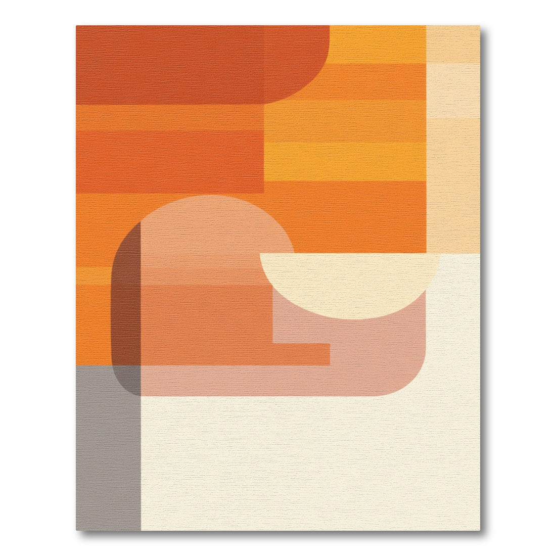 Warm Orange Abstract Geometric Blocks Rug