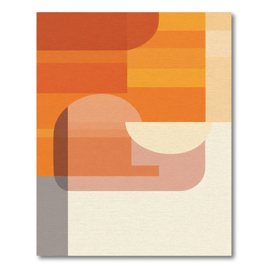 Warm Orange Abstract Geometric Blocks Rug