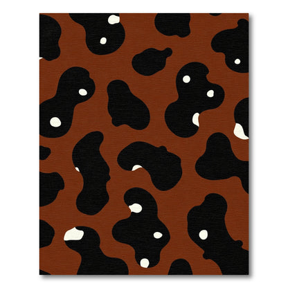 Brown Black White Blotchy Animal Print Rug