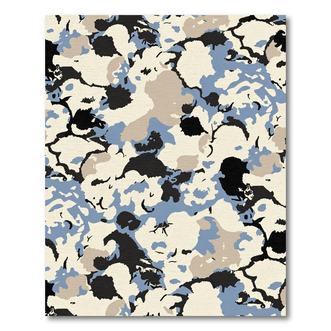 Abstract Camouflage Cream Blue Tan Print Rug