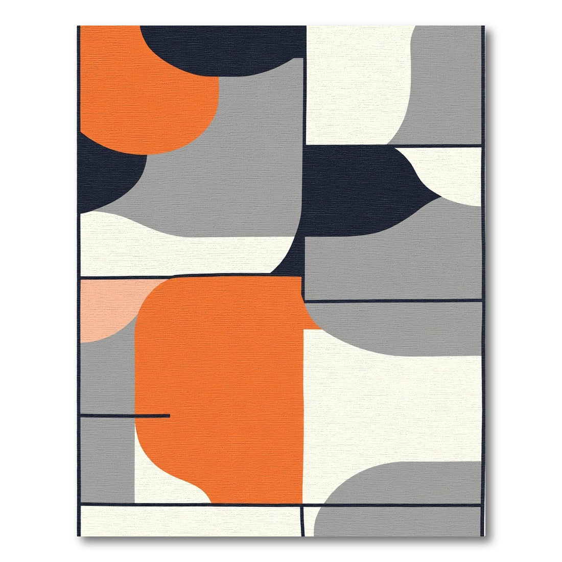 Dynamic Orange Gray Geometric Panels Rug