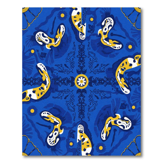 Surreal Blue Yellow Organic Swirl Rug