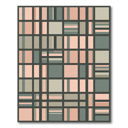 Subtle Peach Gray Plaid Composition Rug