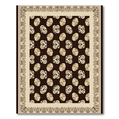 Brown Tan Oval Floral Border Rug