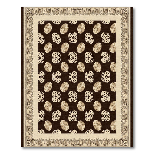 Brown Tan Oval Floral Border Rug