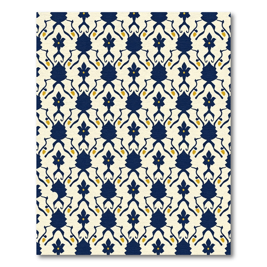 Navy Blue Floral Arch Pattern Rug