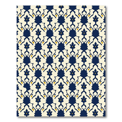 Navy Blue Floral Arch Pattern Rug