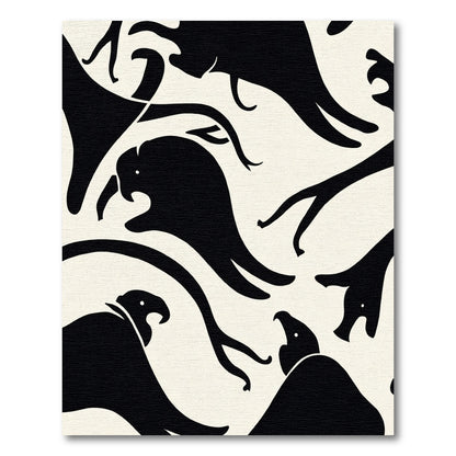 Black Eagles Abstract Movement Rug