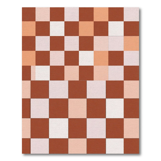 Terracotta Blush Checkered Squares Rug