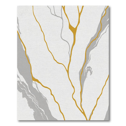 Gold Grey Vein Abstract Marble Rug