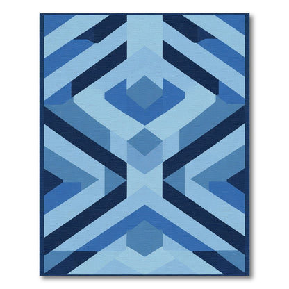 Geometric Indigo Diamond Array Rug