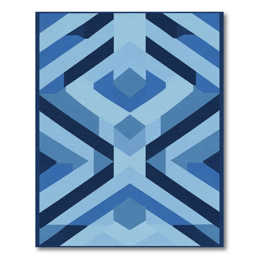 Geometric Indigo Diamond Array Rug