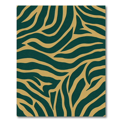 Deep Teal Gold Zebra Stripes Rug