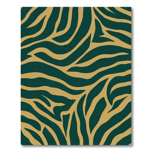 Deep Teal Gold Zebra Stripes Rug
