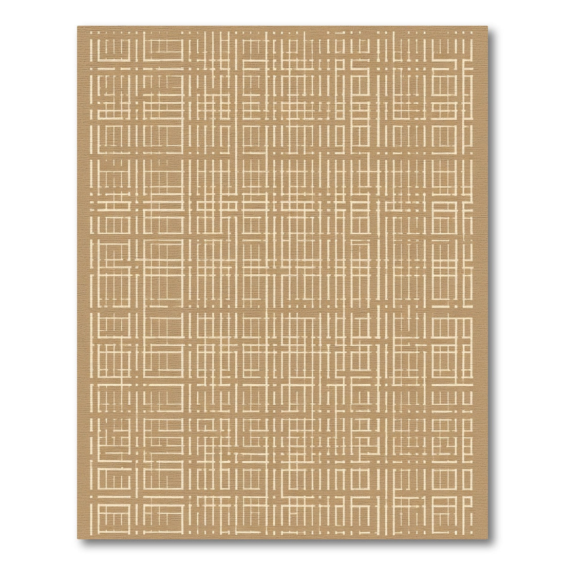 Tan White Grid Lattice Rug