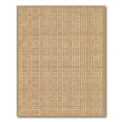 Tan White Grid Lattice Rug