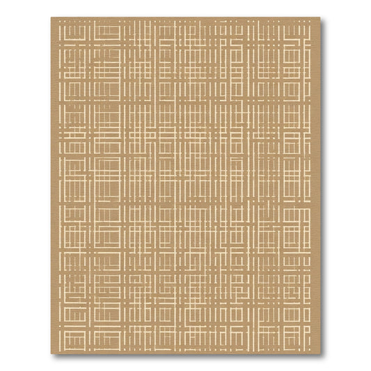 Tan White Grid Lattice Rug