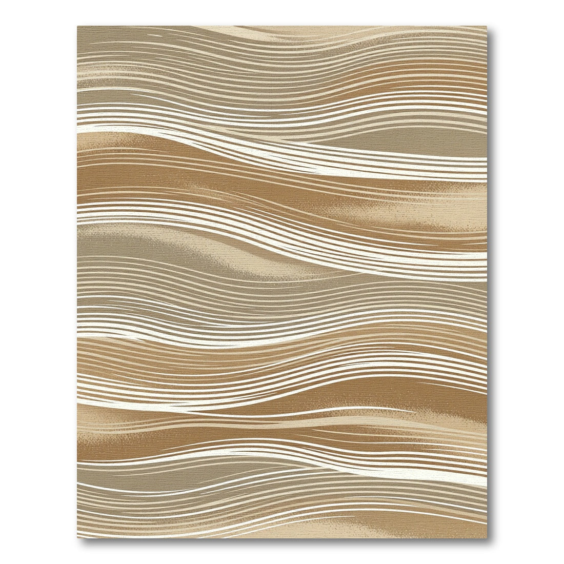 Neutral Ochre Wavy Line Abstraction Rug