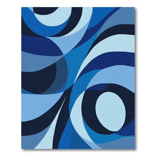 Deep Blue Abstract Waves Rug