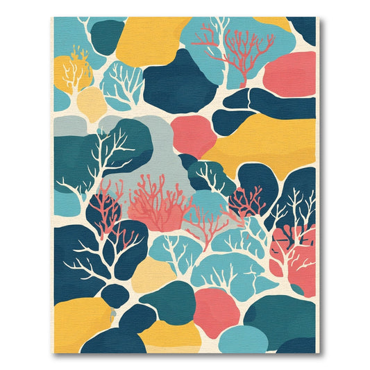 Coastal Coral Reef Abstract Botanical Rug