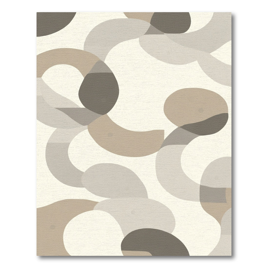 Abstract Beige Tan Curve Overlay Rug