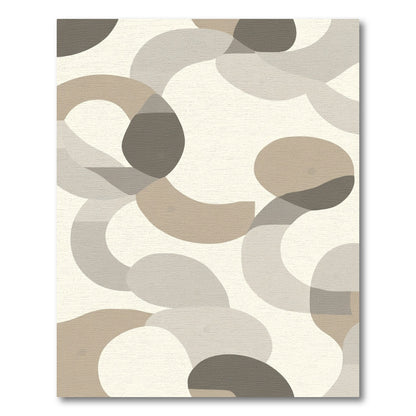Abstract Beige Tan Curve Overlay Rug