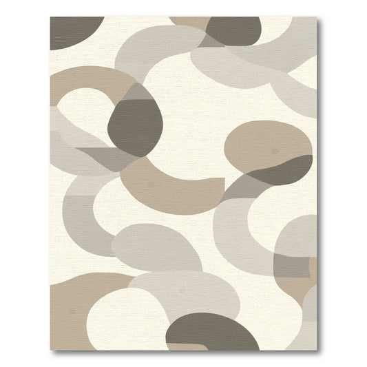 Abstract Beige Tan Curve Overlay Rug