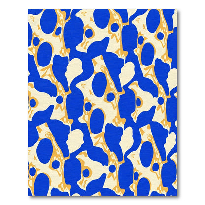 Bold Blue Abstract Organic Shapes Rug
