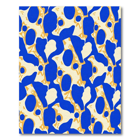 Bold Blue Abstract Organic Shapes Rug