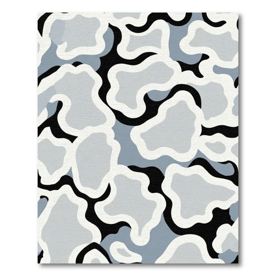 Abstract Gray White Black Amorphous Shapes Rug