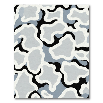 Abstract Gray White Black Amorphous Shapes Rug