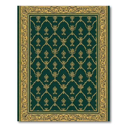 Emerald Gold Floral Lattice Border Rug