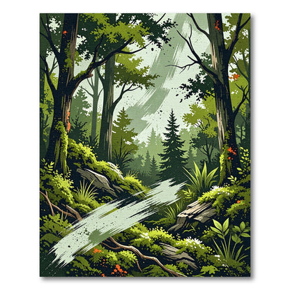 Lush Emerald Forest Landscape Rug