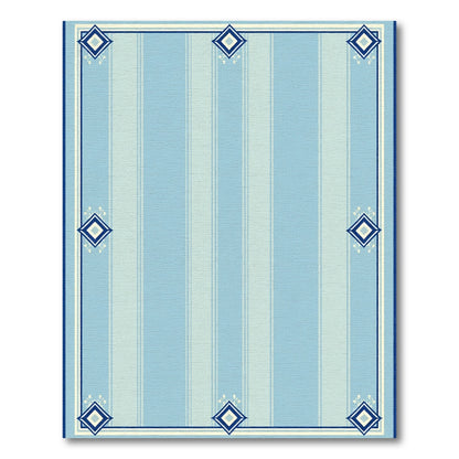 Navy Diamond Blue Striped Border Rug