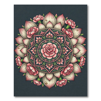 Blush Pink Lotus Floral Mandala Round Rug